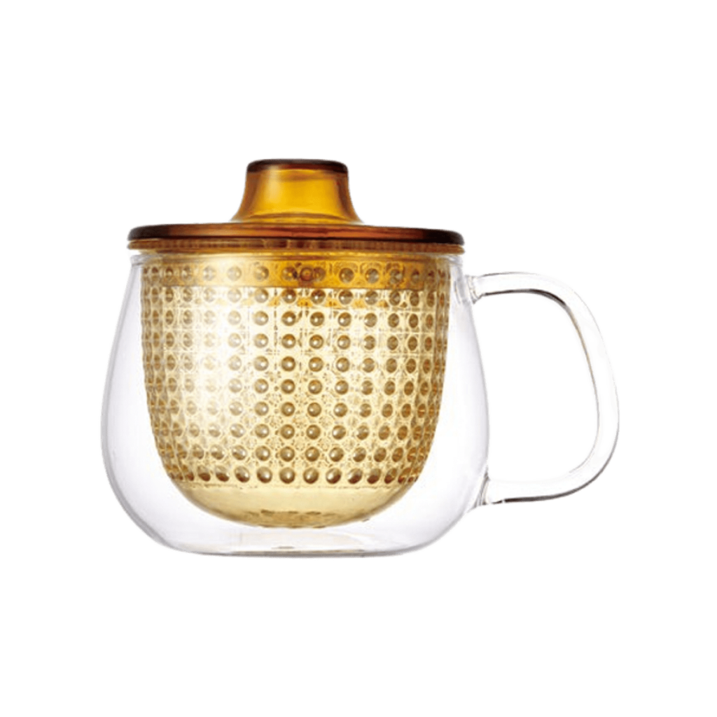 Mug en verre et son infuseur jaune