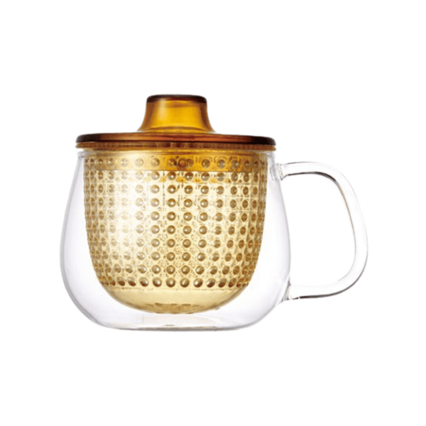Mug en verre et son infuseur jaune