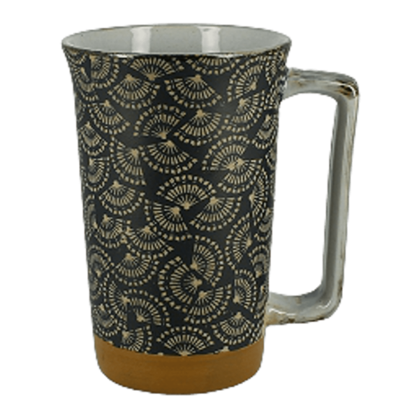 Mug en céramique japonaise motif mat éventails