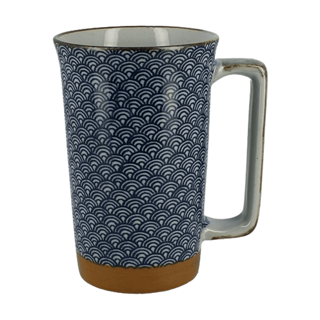 Mug en céramique japonaise motif vagues bleues