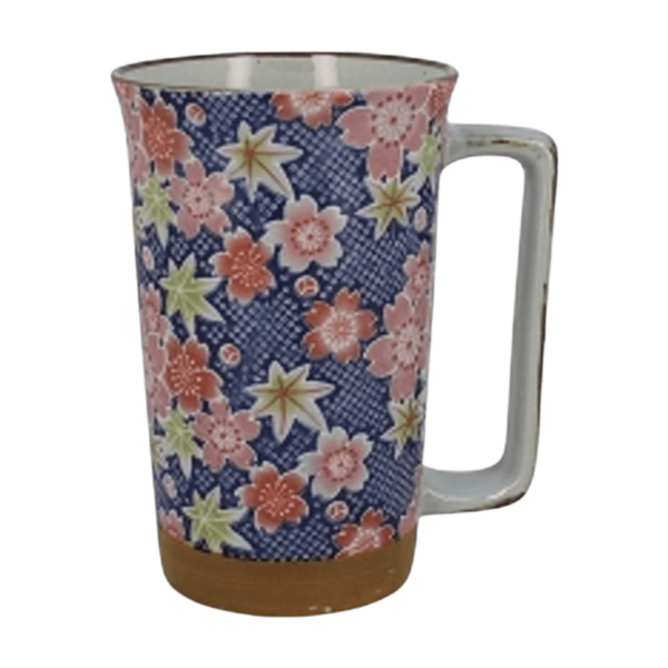 Mug en céramique japonaise motif érable et fleurs
