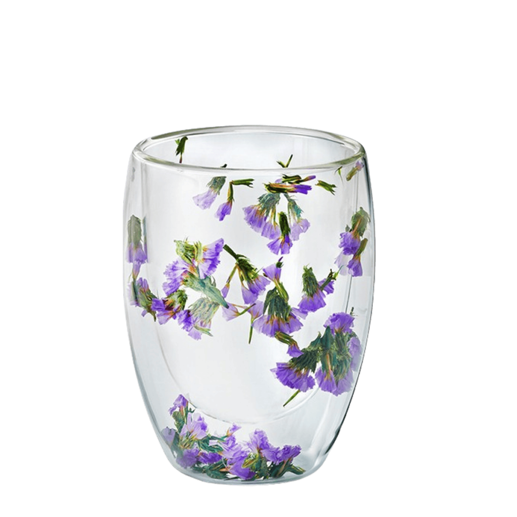 Tasse double paroi fleurs mauves