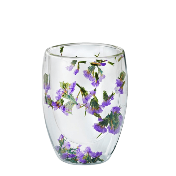 Tasse double paroi fleurs mauves