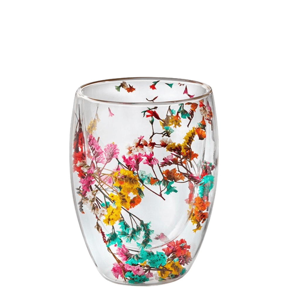Tasse double paroi fleurs multicolores