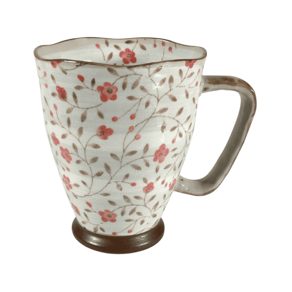 Mug en céramique fleurs rouges