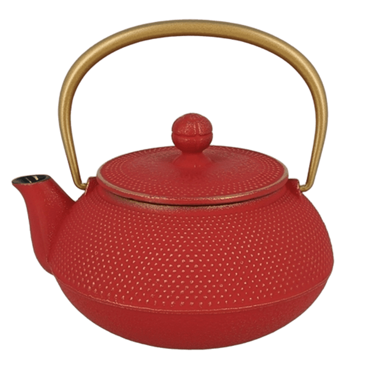 Théière en fonte japonaise rouge et or 60cl