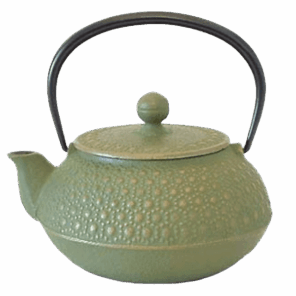 Théière en fonte japonaise verte et points or 65cl