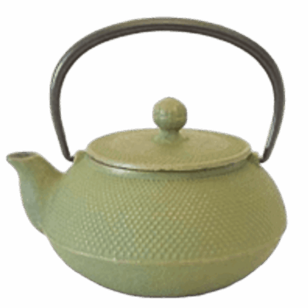 Théière en fonte japonaise verte et picots or 65cl